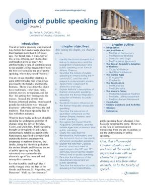 Origins of Public Speaking Chapter 2
