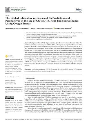 The Global Interest in Vaccines and Its Prediction and Perspectives in the Era of COVID-19