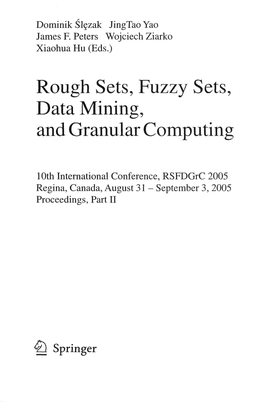 Rough Sets, Fuzzy Sets, Data Mining, and Granulär Computing