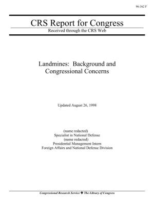 Landmines: Background and Congressional Concerns