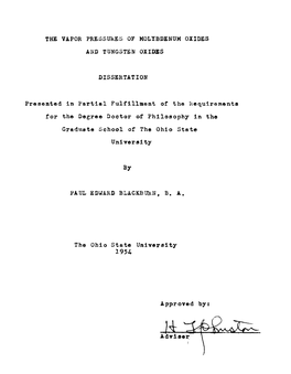 The Vapor Pressures of Molybdenum Oxides And