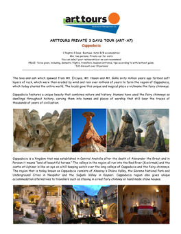 ARTTOURS PRIVATE 3 DAYS TOUR (ART-A7) Cappadocia