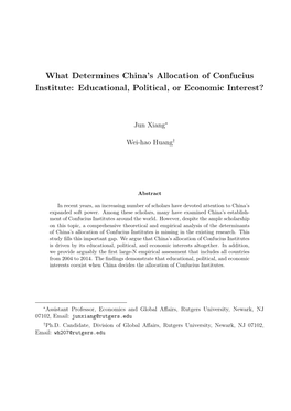 What Determines China's Allocation of Confucius Institute