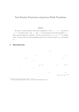 Fast Random Projections Using Lean Walsh Transforms