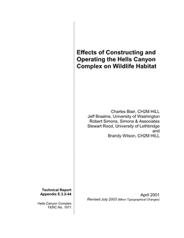 (E.3.2-44) Effects of Constructing and Operating the Hells Canyon