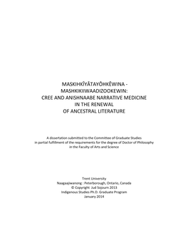 Cree and Anishnaabe Narrative Medicine in the Renewal of Ancestral Literature