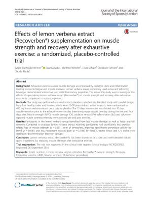 Effects of Lemon Verbena Extract (Recoverben®)