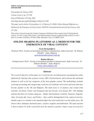 Online Sharing Platforms As a Medium for the Emergence of Viral Content