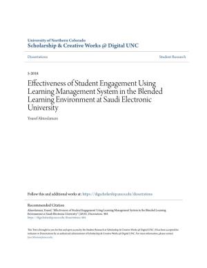 Effectiveness of Student Engagement Using Learning Management System in the Blended Learning Environment at Saudi Electronic University Yousef Almoslamani