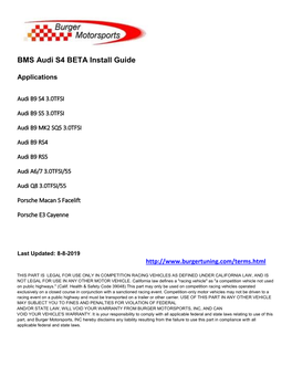 BMS Audi S4 BETA Install Guide