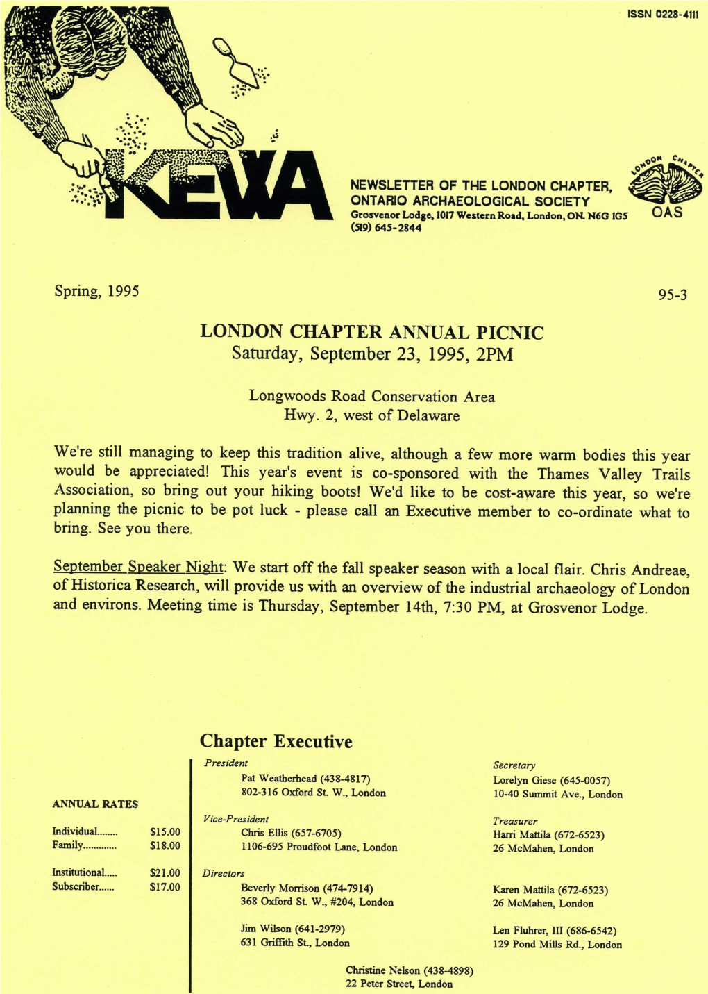 LONDON CHAPTER ANNUAL PICNIC Saturday, September 23, 1995, 2PM