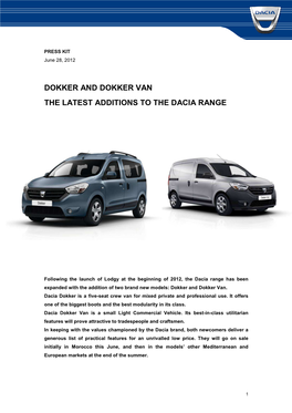 Dokker and Dokker Van the Latest Additions to the Dacia Range