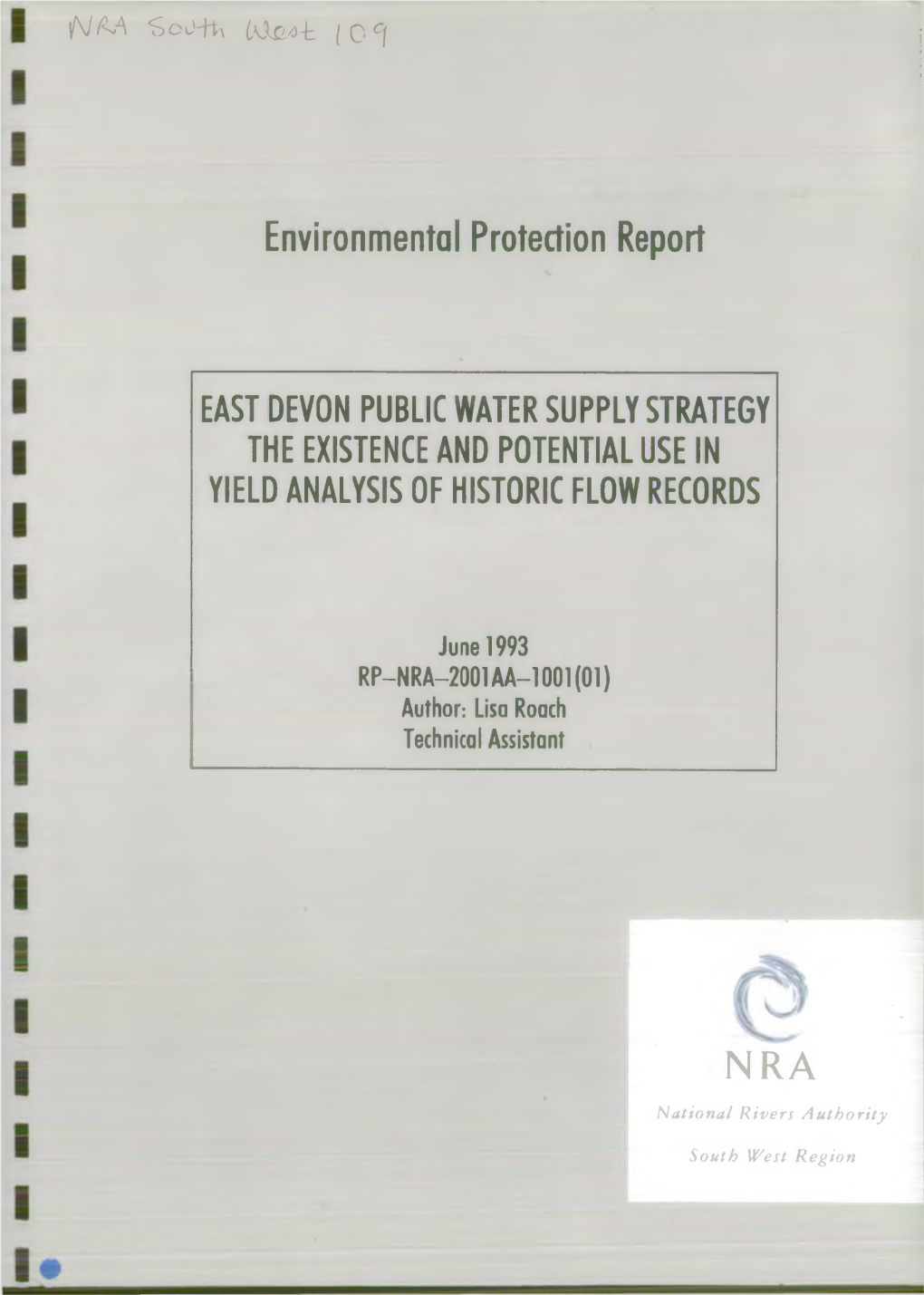 East Devon Public Water Supply Strategy the Existence and Potential Use in Yield Analysis of Historic Flow Records