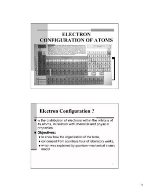 ELECTRON CONFIGURATION of ATOMS Electron Configuration ?