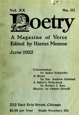 A Magazine of Verse Edited by Harriet Monroe June 1922