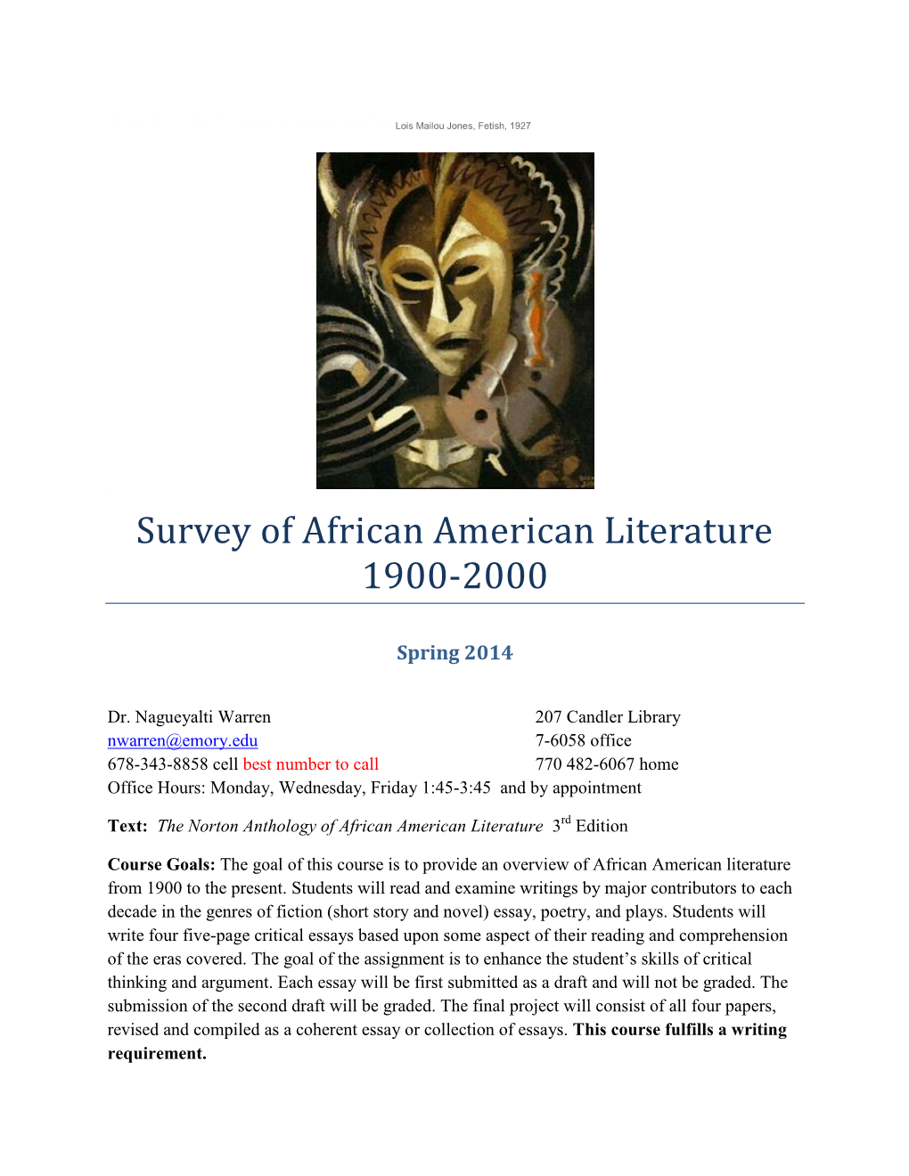 Survey of African American Literature 1900-2000