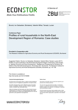 Profiles of Rural Households in the North-East Development Region of Romania: Case Studies