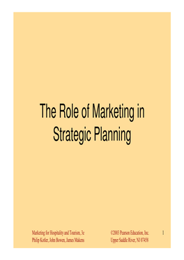 The Role of Marketing in Strategic Planning