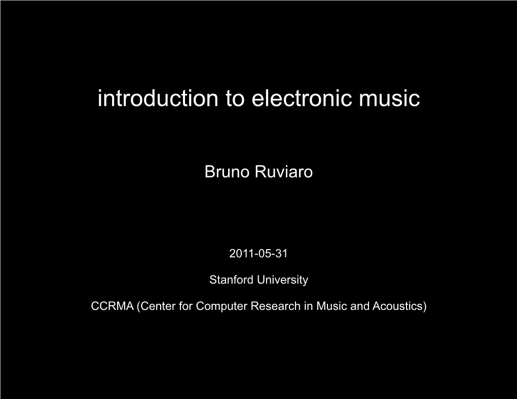 Introduction to Electronic Music