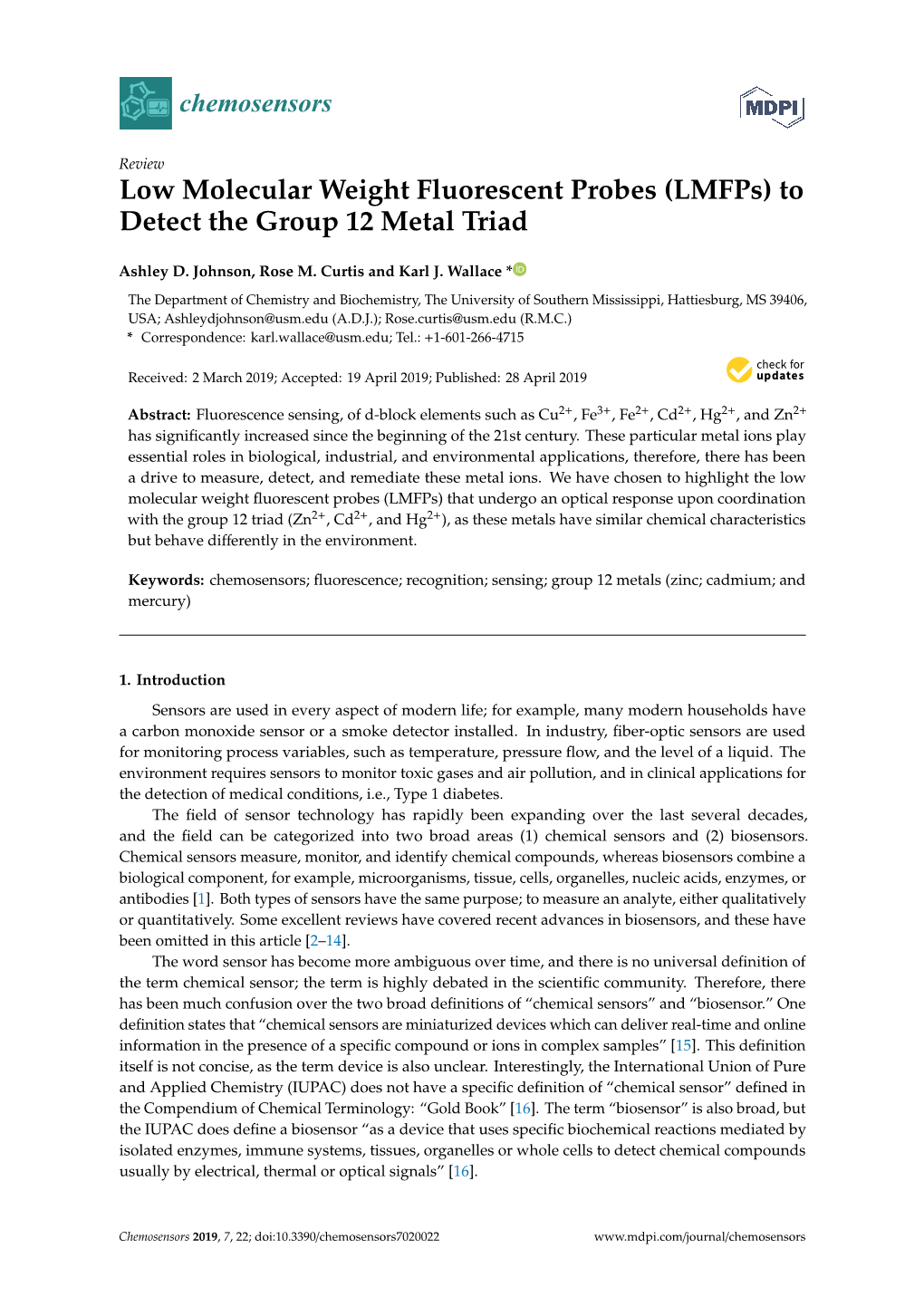 Low Molecular Weight Fluorescent Probes (Lmfps) to Detect the Group 12 Metal Triad