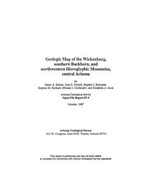 Geologic Map of the Wickenburg, Southern Buckhorn, and Northwestern Hieroglyphic Mountains, Central Arizona