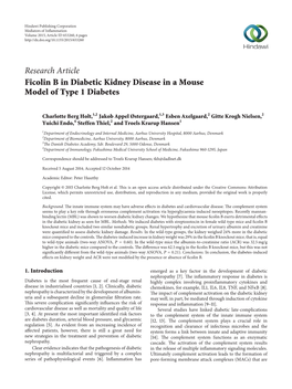 Ficolin B in Diabetic Kidney Disease in a Mouse Model of Type 1 Diabetes