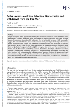 Democracies and Withdrawal from the Iraq War