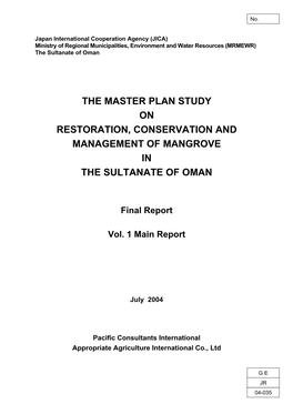 The Master Plan Study on Restoration, Conservation and Management of Mangrove in the Sultanate of Oman
