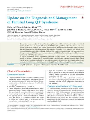 Update on the Diagnosis and Management of Familial Long QT Syndrome