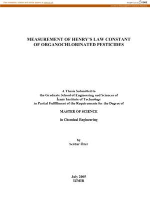 Measurement of Henry's Law Constant Of