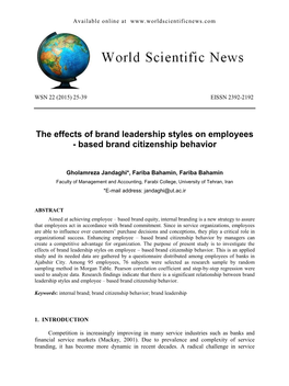 The Effects of Brand Leadership Styles on Employees - Based Brand Citizenship Behavior