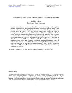 Epistemology in Education: Epistemological Development Trajectory