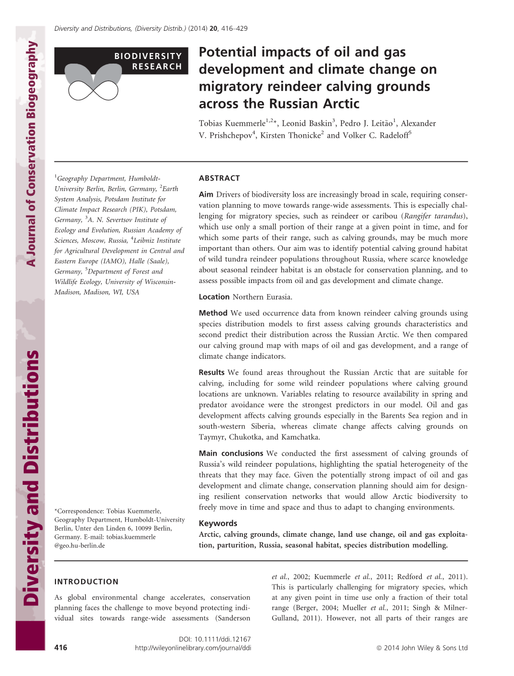 Potential Impacts of Oil and Gas Development and Climate Change