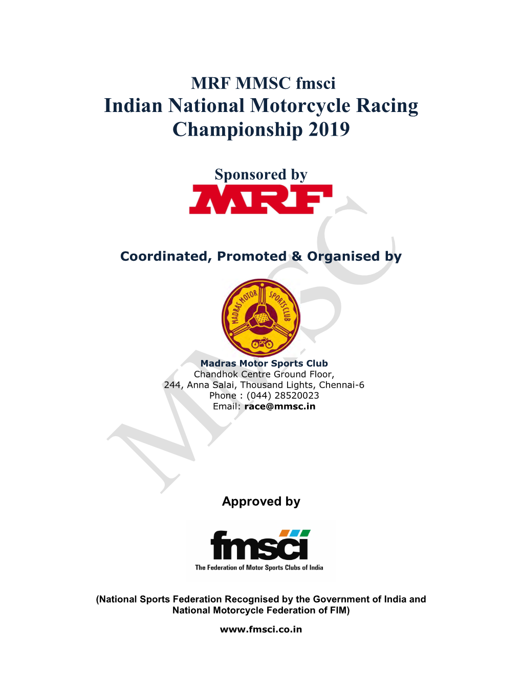 Indian National Motorcycle Racing Championship 2019