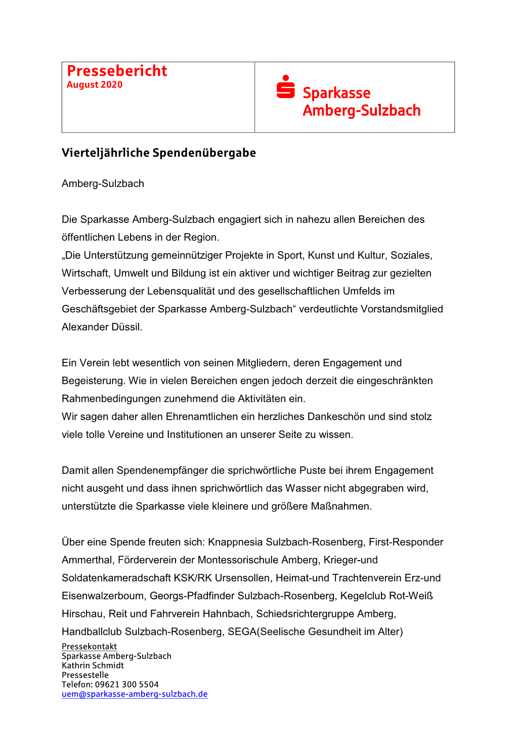 Pressebericht August 2020