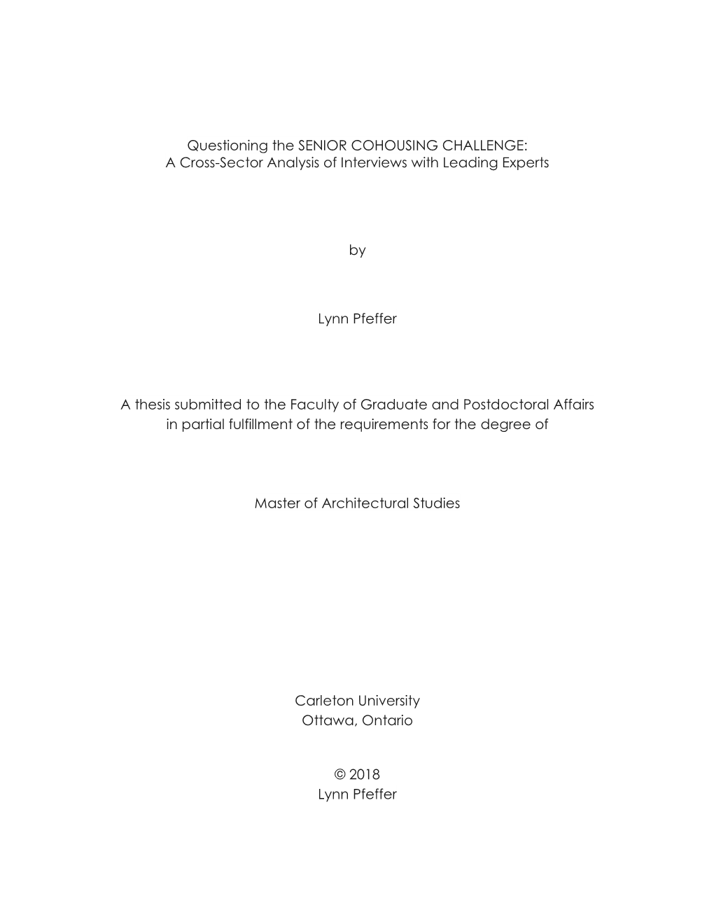 Questioning the SENIOR COHOUSING CHALLENGE: a Cross-Sector Analysis of Interviews with Leading Experts