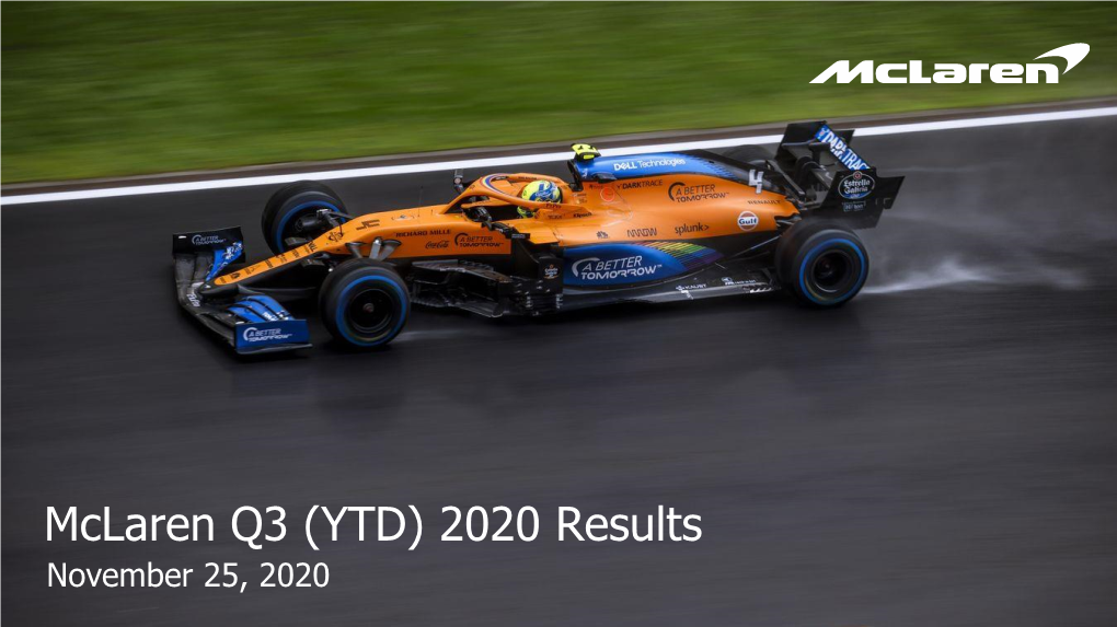 Mclaren Q3 (YTD) 2020 Results