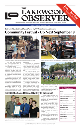 Community Festival - up Next September 9