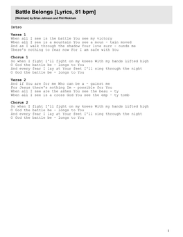 Battle Belongs [Lyrics, 81 Bpm] [Wickham] by Brian Johnson and Phil Wickham