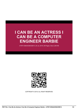 I Can Be an Actress I Can Be a Computer Engineer Barbie