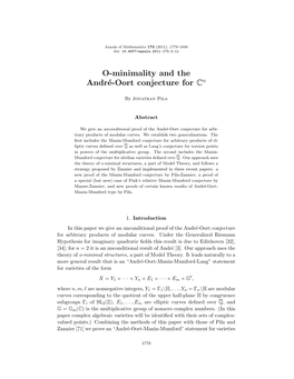 O-Minimality and the André-Oort Conjecture for Cn