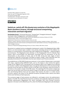 Plio-Quaternary Evolution of the Megalopolis Basin (Southern Greece), Through Structural Overprinting, Interaction and Fault Migration
