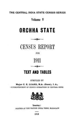 Orchha State, Census Report, Vol-V