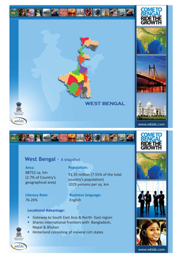 West Bengal - a Snapshot Area: Population: 88752 Sq
