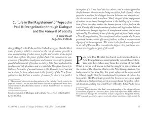 Culture in the Magisterium of Pope John Paul II