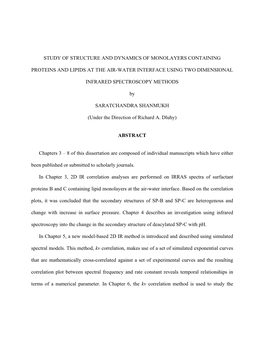 Study of Structure and Dynamics of Monolayers Containing