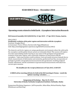 SERCE News – December 2014