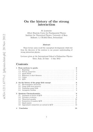 [Physics.Hist-Ph] 28 Nov 2012 on the History of the Strong Interaction