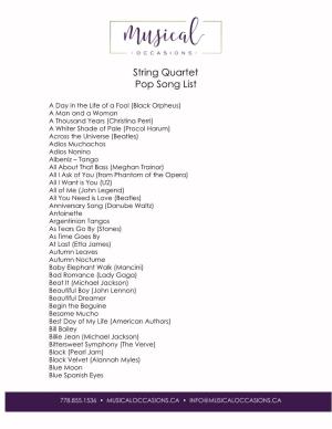 String Quartet Pop Song List.Docx - Google Docs