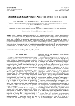 Morphological Characteristics of Phaius Spp. Orchids from Indonesia